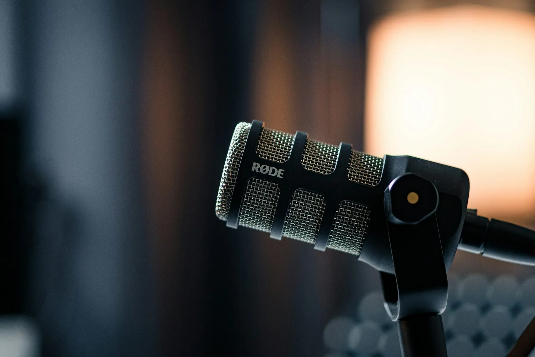 Rode PodMic audio microphone in a Podcast Studio