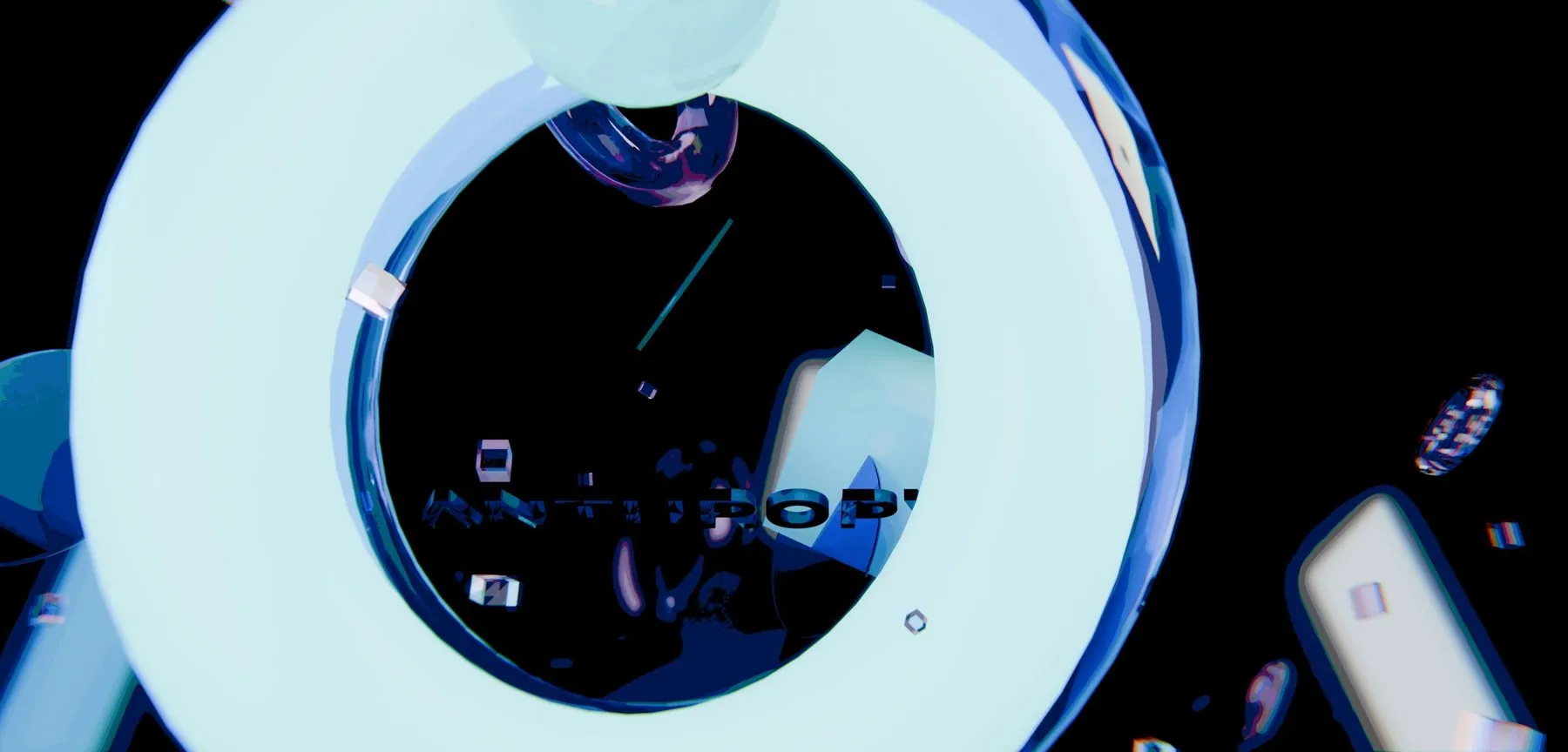 Abstract light blue glowing ring with digital elements