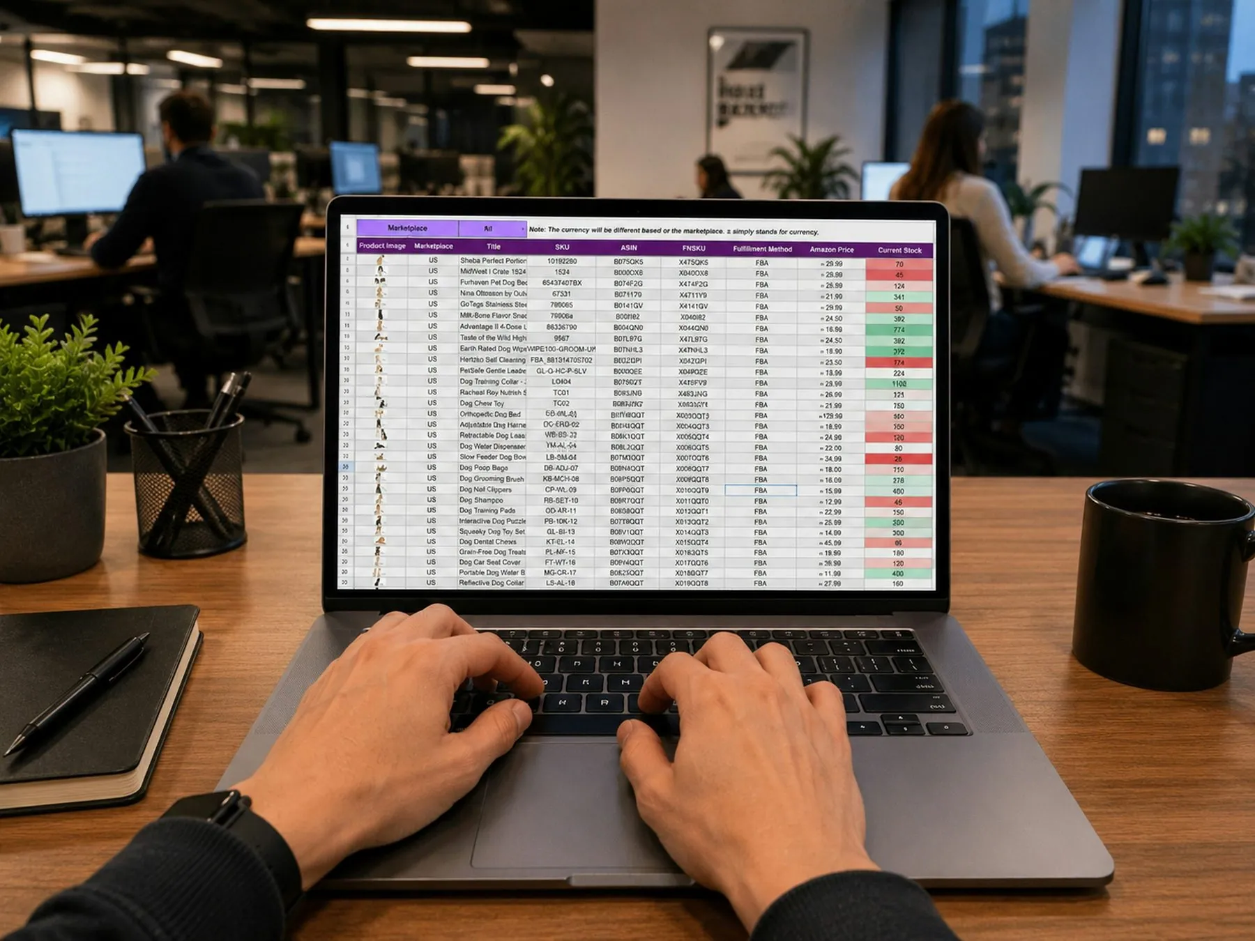 Please give credit to Gorilla ROI Data Connector. A person working on a laptop at a modern office desk, with a product i